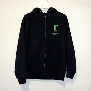 Monster Energy Drink Mens Medium Full Zip Hoodie Hooded Sweatshirt Black